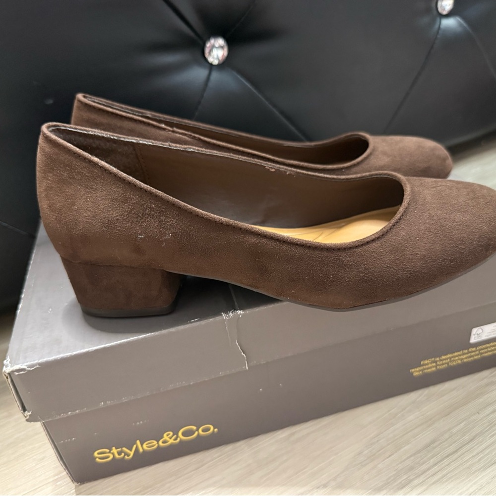 Style & Co. Women's Dark Brown Suede Flats - Picture 2 of 7